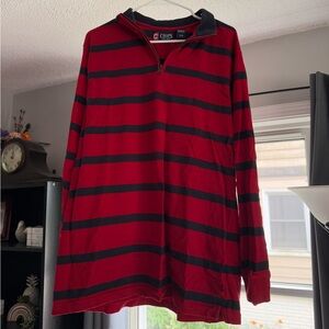 Chaps Red and Gray Half-Zip Pullover